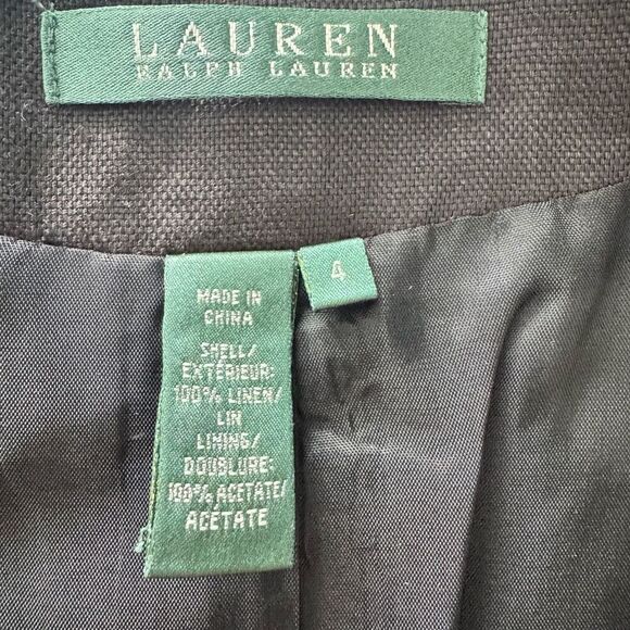 Lauren Ralph Lauren 100% Linen Blazer Size 4 Black - Picture 5 of 6